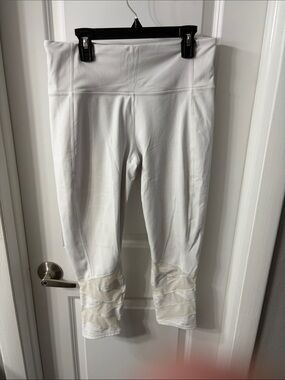 Athleta White Capri Leggings with Mesh Detail